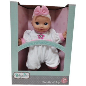Goldberger 13 inch - Baby's First Bundle of Joy Doll with Pink Striped Jumper