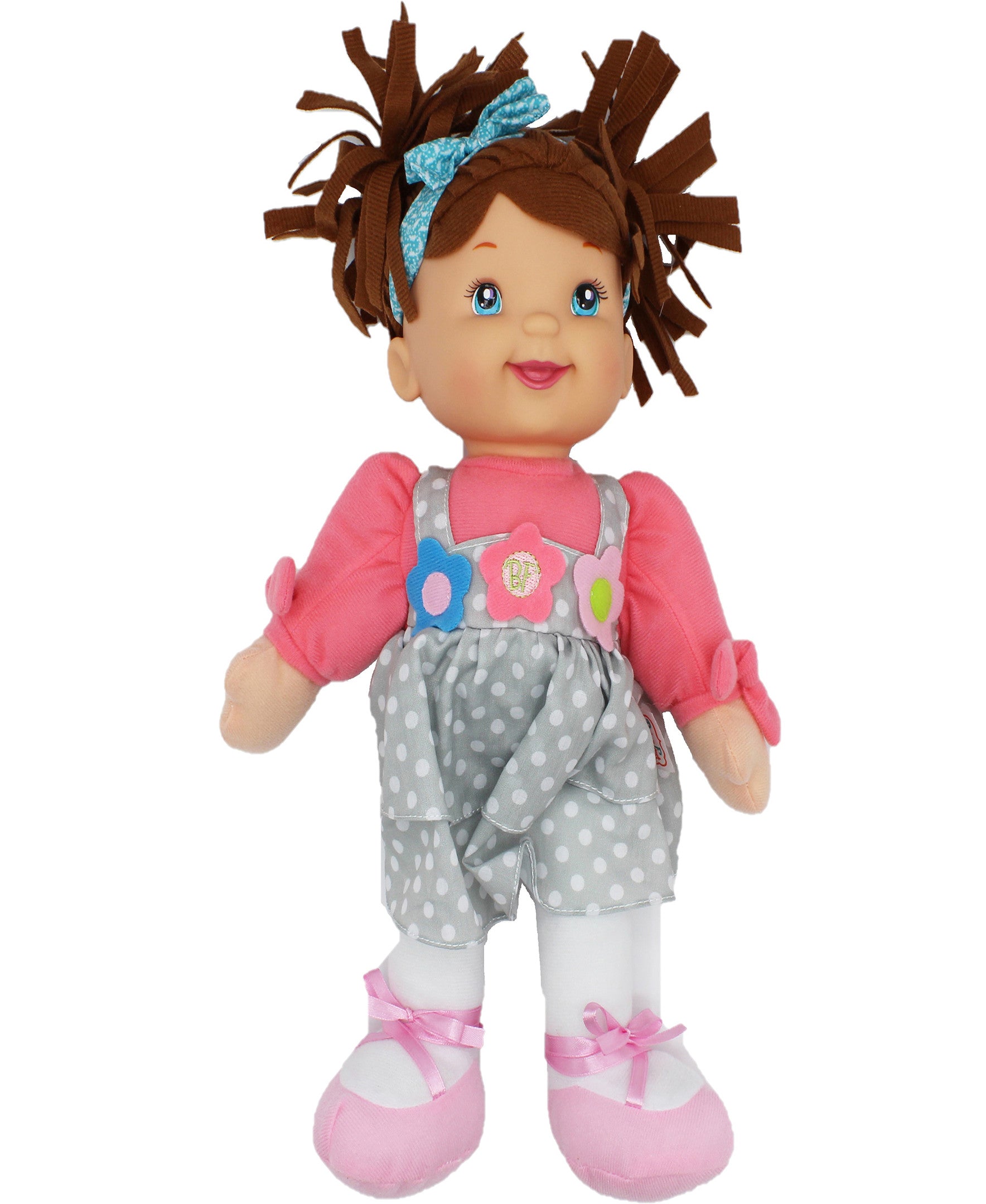 Goldberger Baby's First Little Talker Doll - Brunette with Coral Dress - Image 2