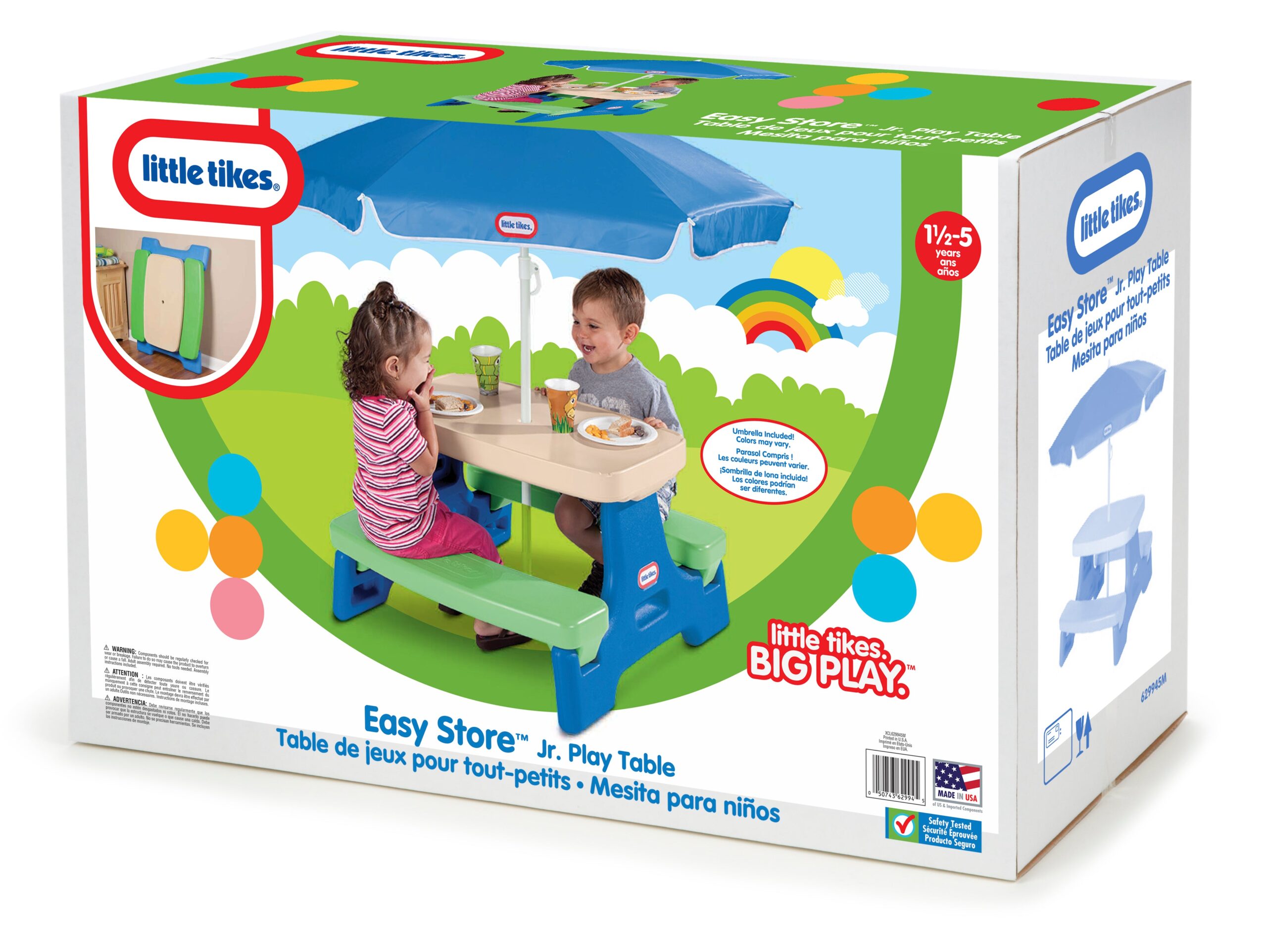 Little Tikes Easy Store Jr. Play Table with UV-Protected Umbrella - Image 4