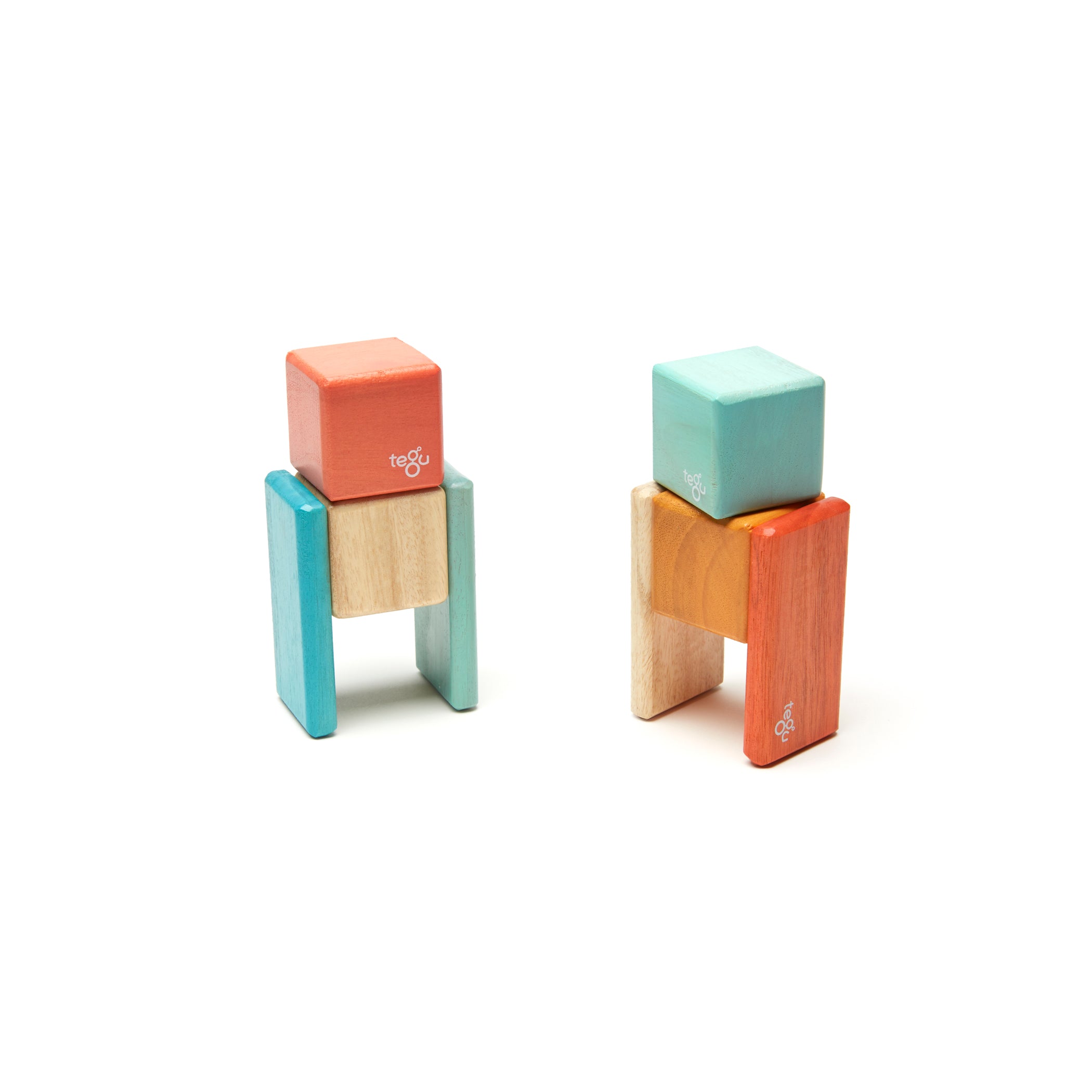 Tegu Magnetic Wooden Blocks, 8-Piece Pocket Pouch - Sunset - Image 4