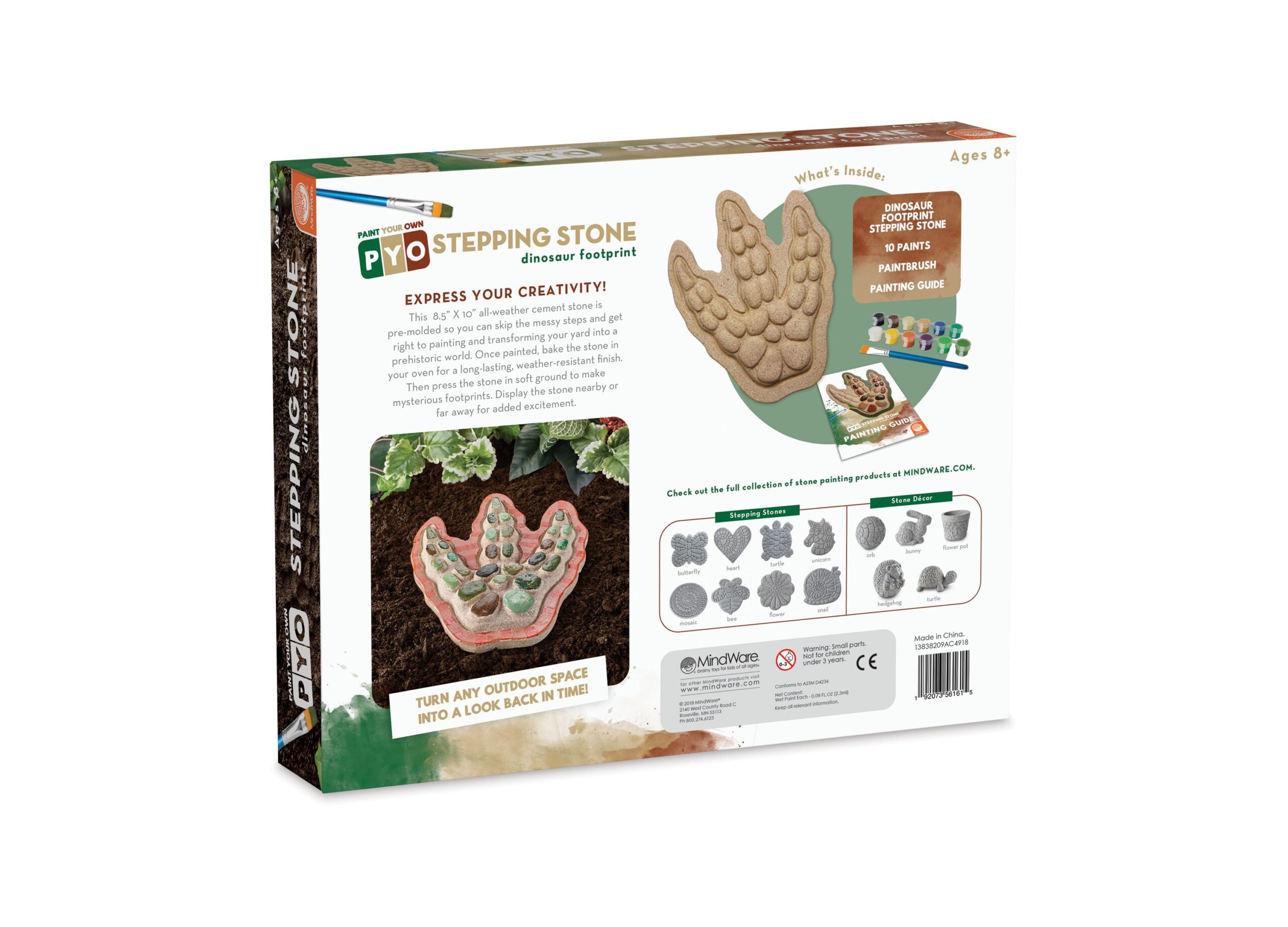 MindWare Dinosaur Footprint Paint-Your-Own Stepping Stone Kit - Image 2