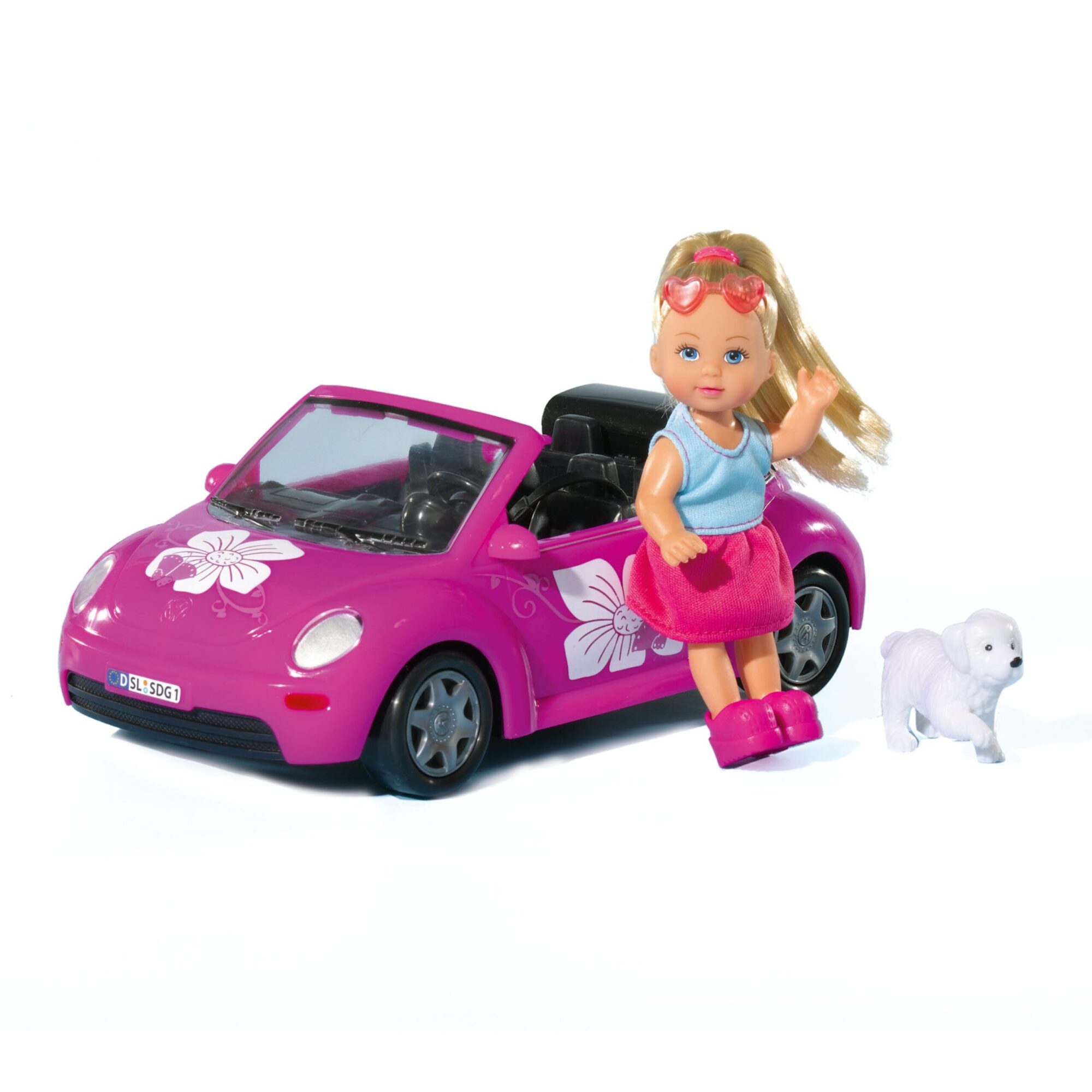 Simba Toys 8.66" Beetle Convertible with Evi Doll - Floral Decals