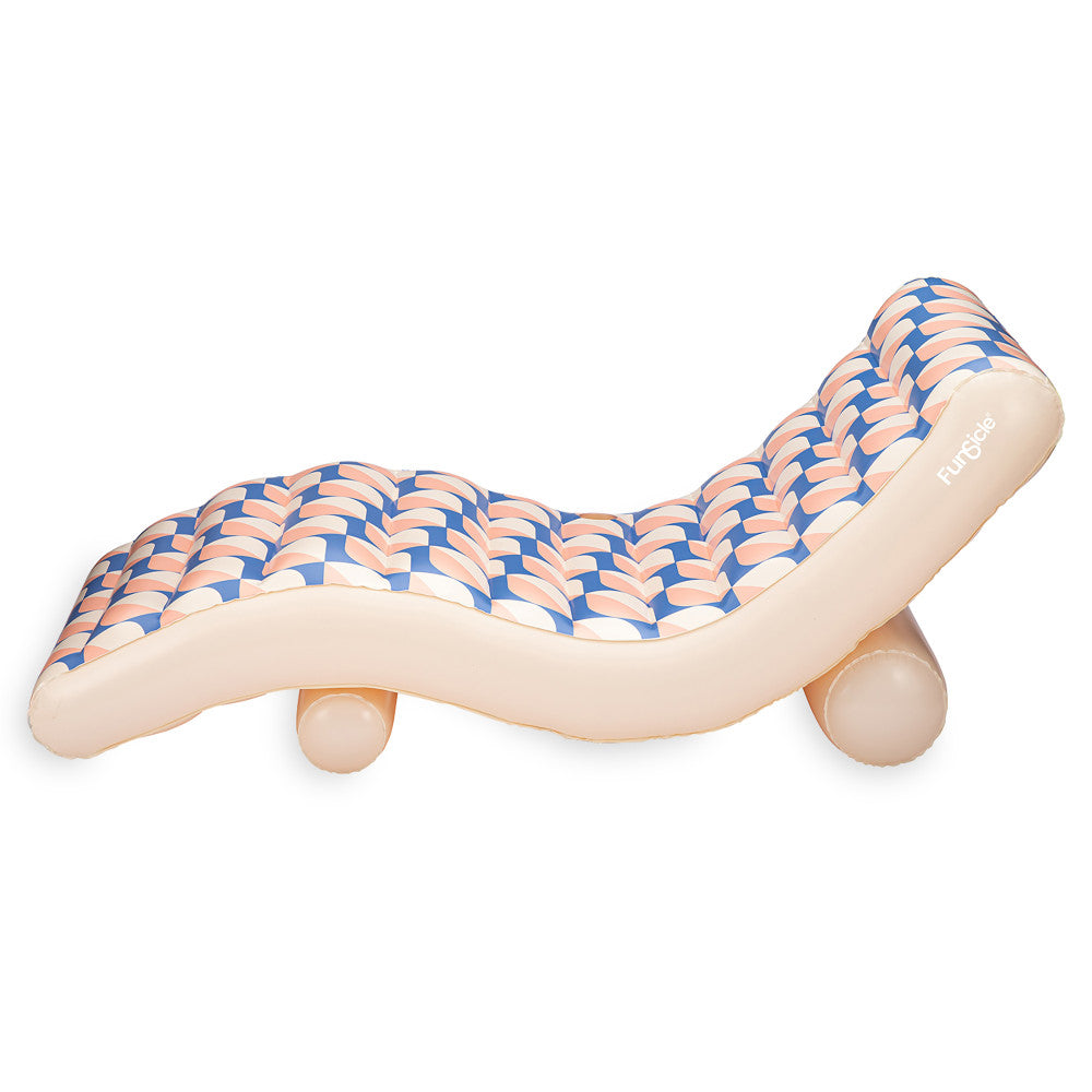 Funsicle Deco FunChaiser Lounge 68" - Blue & Cream Inflatable Pool Float - Image 3