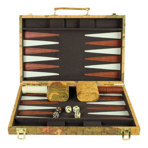 Deluxe Antique Map Backgammon Attache Set by Go! Games - Image 4