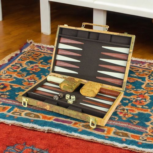 Deluxe Antique Map Backgammon Attache Set by Go! Games - Image 6