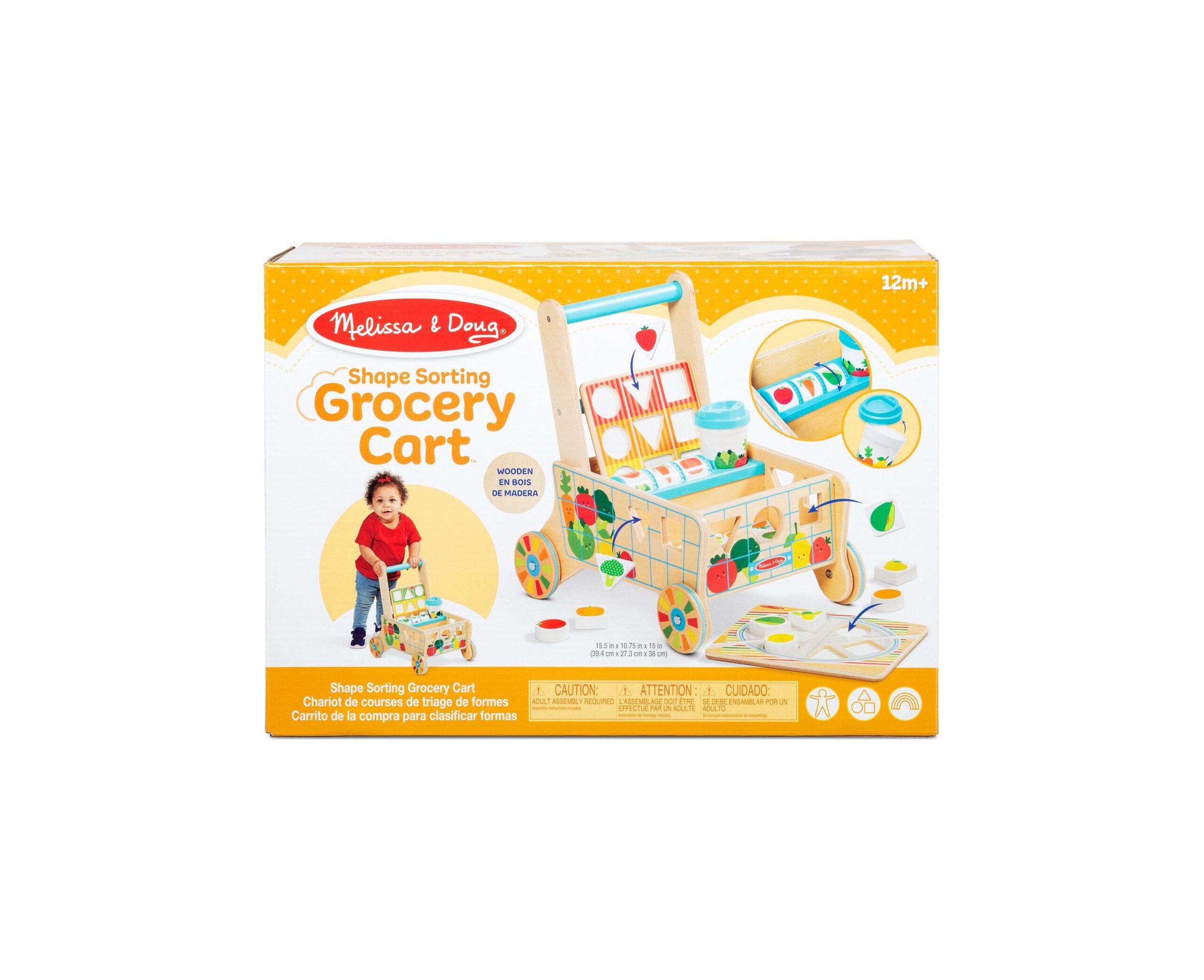 Melissa & Doug Wooden Grocery Cart & Shape Sorting Puzzle Toy - Image 3