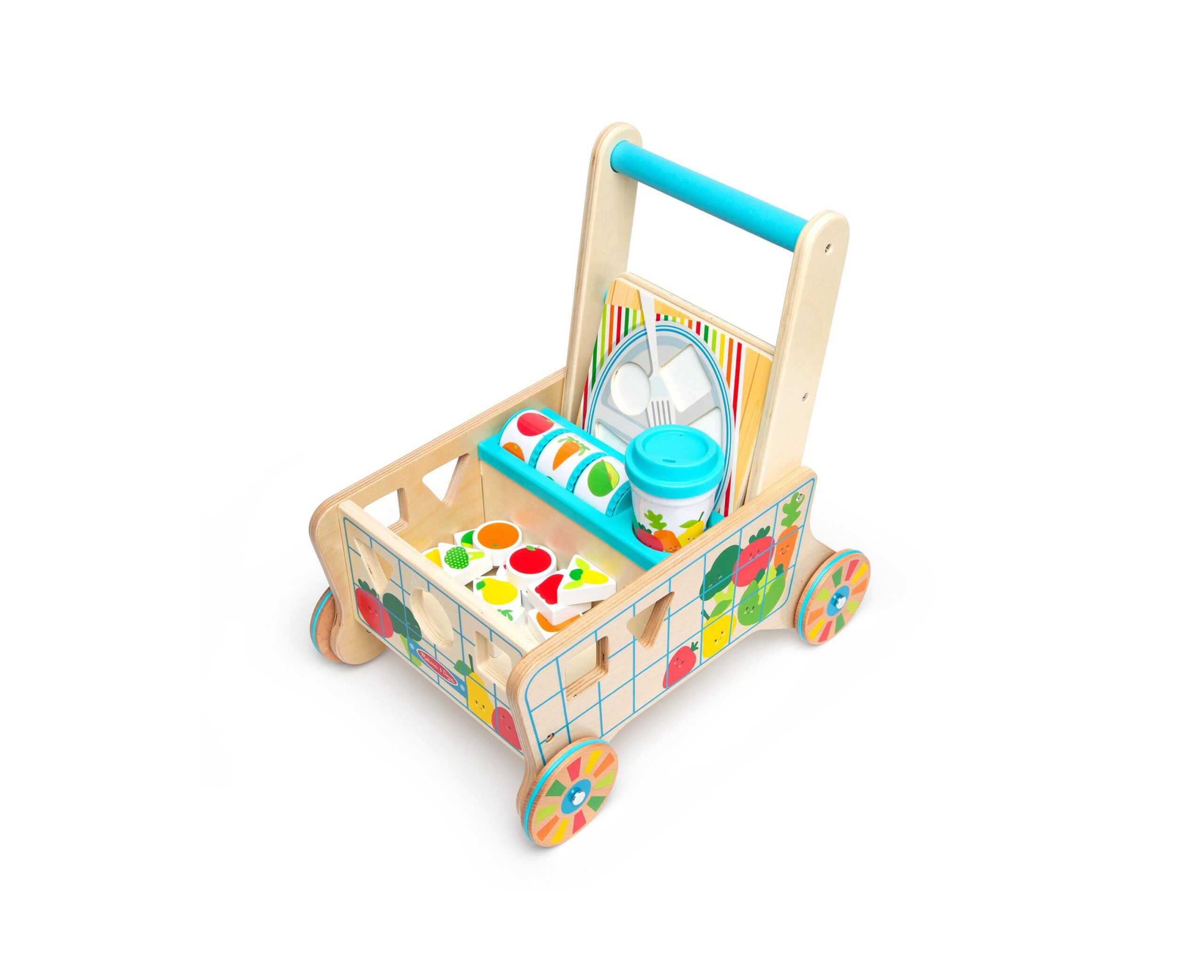 Melissa & Doug Wooden Grocery Cart & Shape Sorting Puzzle Toy - Image 2