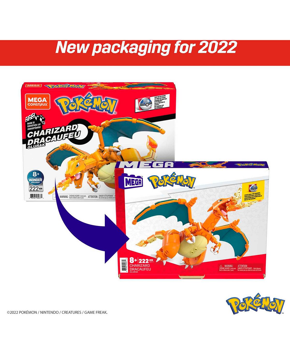 Mega Construx 223 Piece Pokemon Charizard Building Set - Image 5