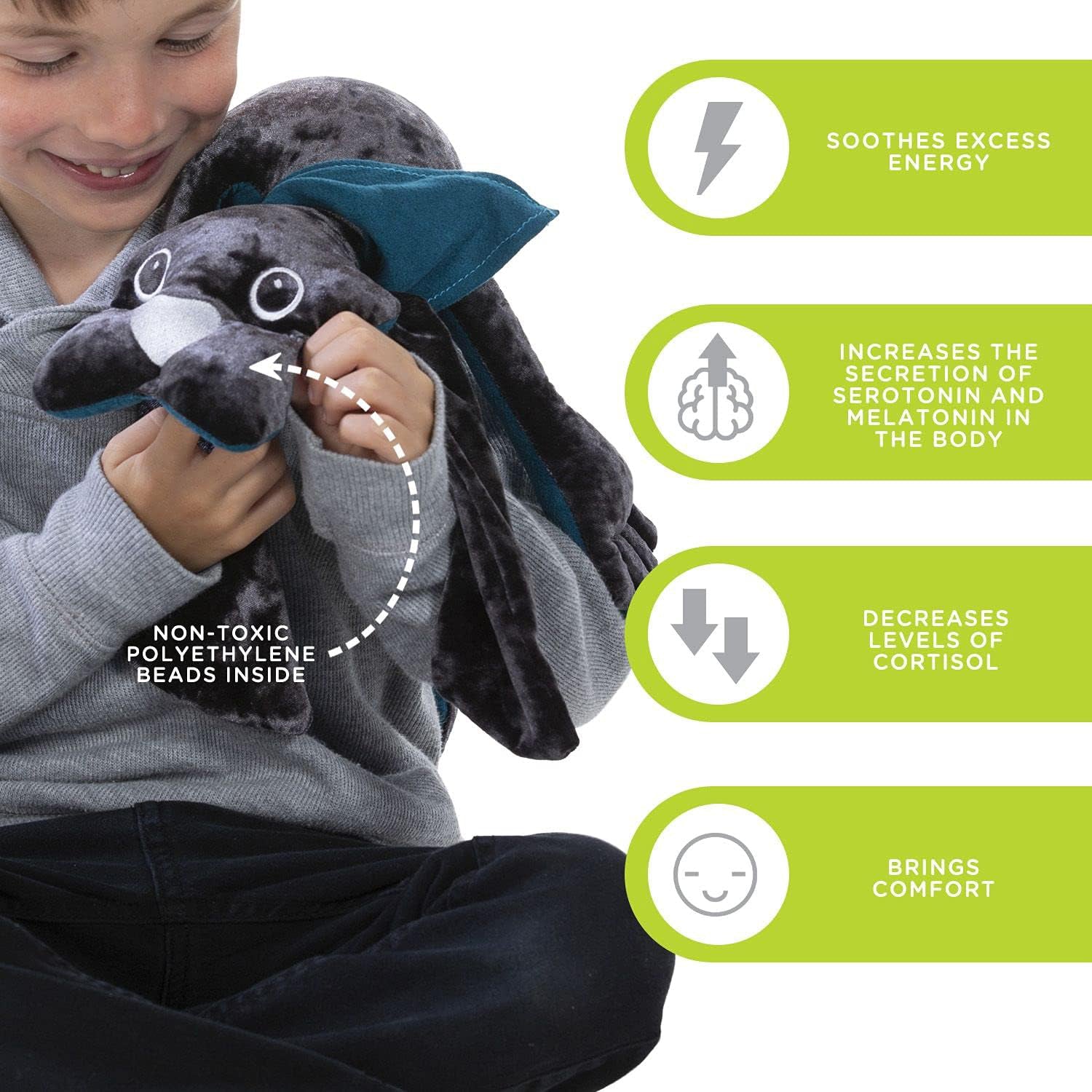 Manimo Therapeutic Weighted Plush Dog, 2.2 lb - Velvet Gray - Image 3