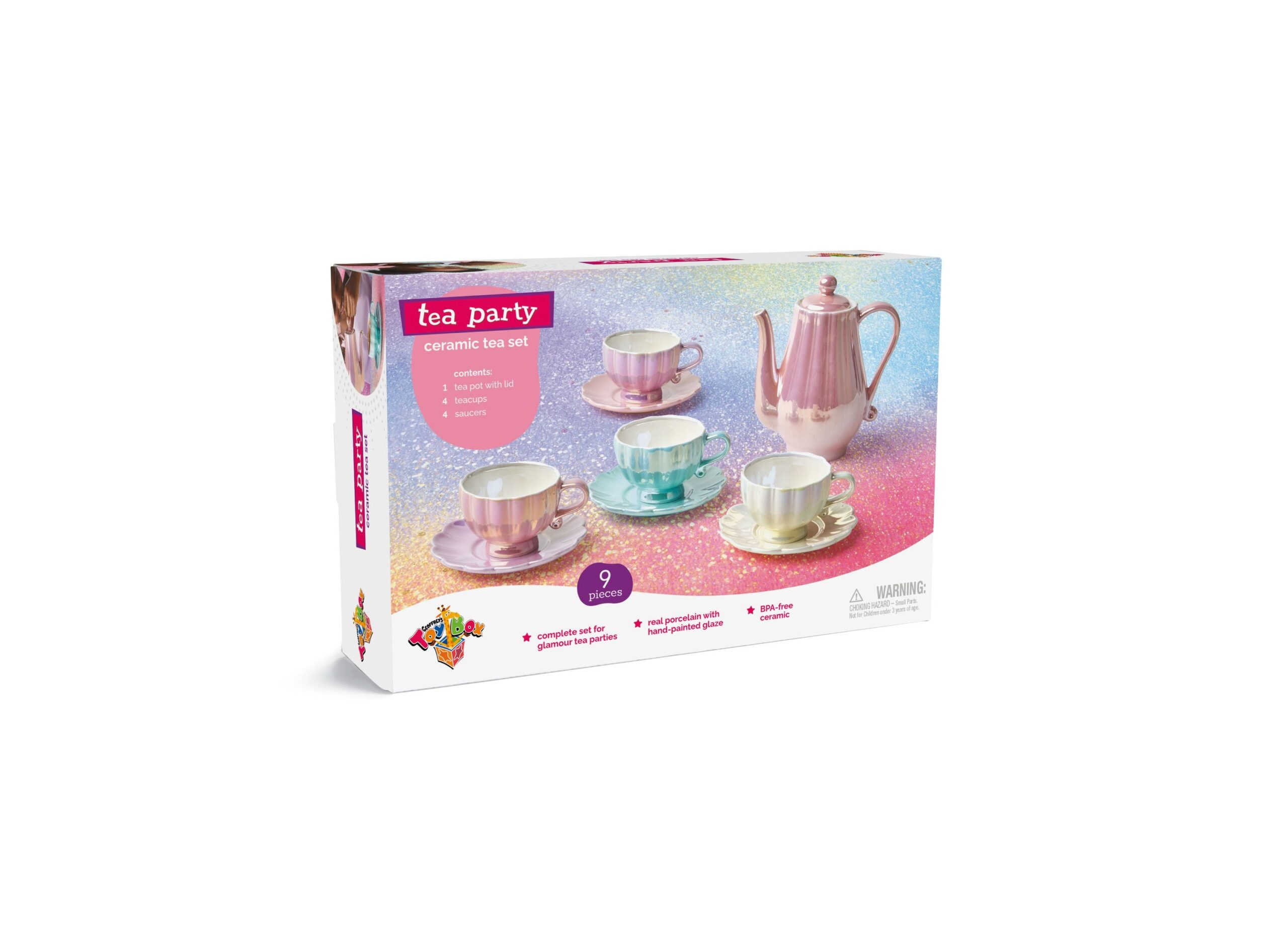 Geoffrey's Toy Box 9-Piece Ceramic Tea Party Set - Pastel Colors - Image 3