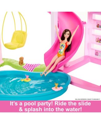 Barbie Dreamhouse, 75+ Pieces, Ultimate Pool Party Doll House with 3-Story Slide - Image 4