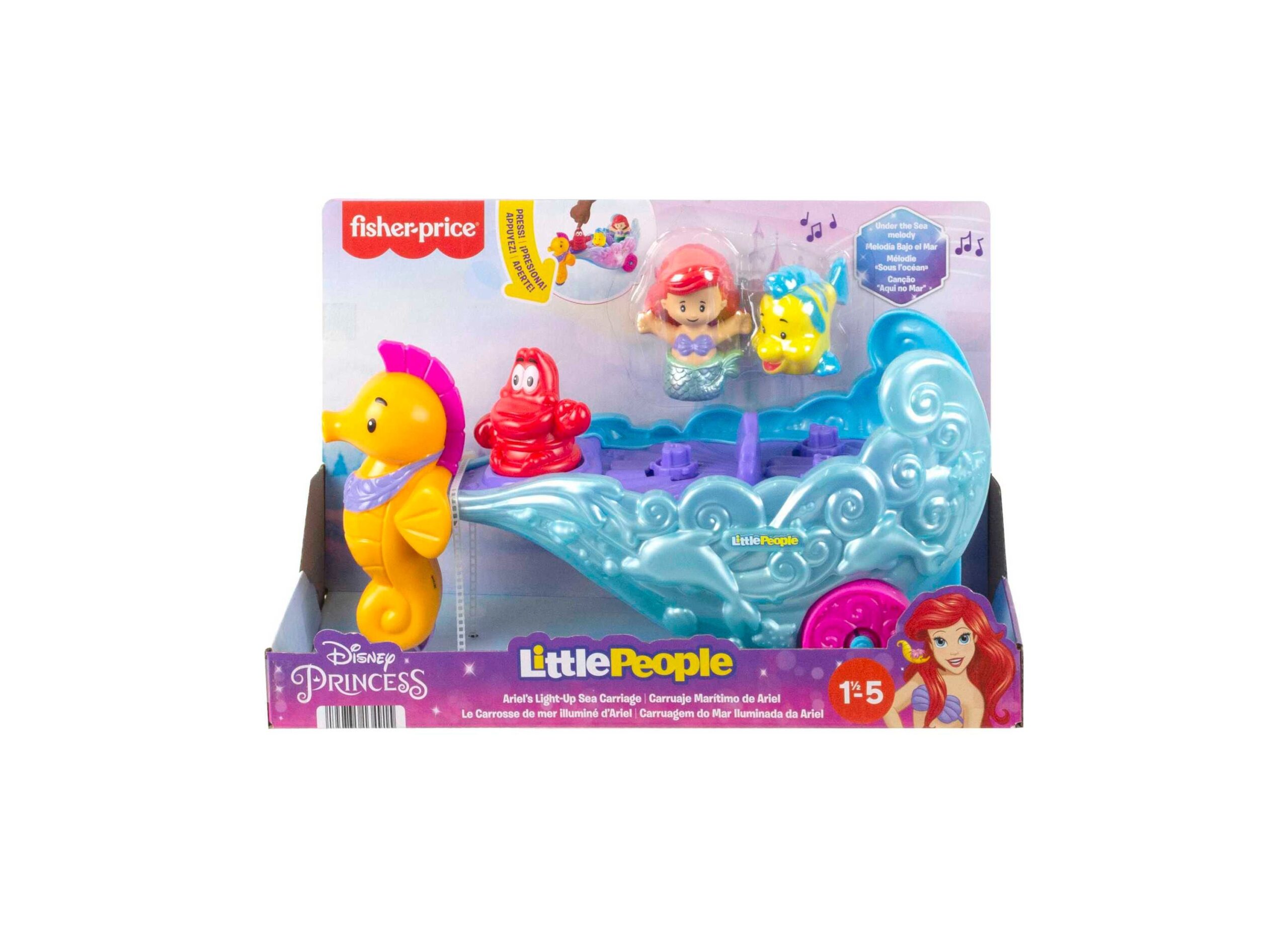 Little People Disney Princess Ariel's Light-Up Sea Carriage Playset with Music - Image 2