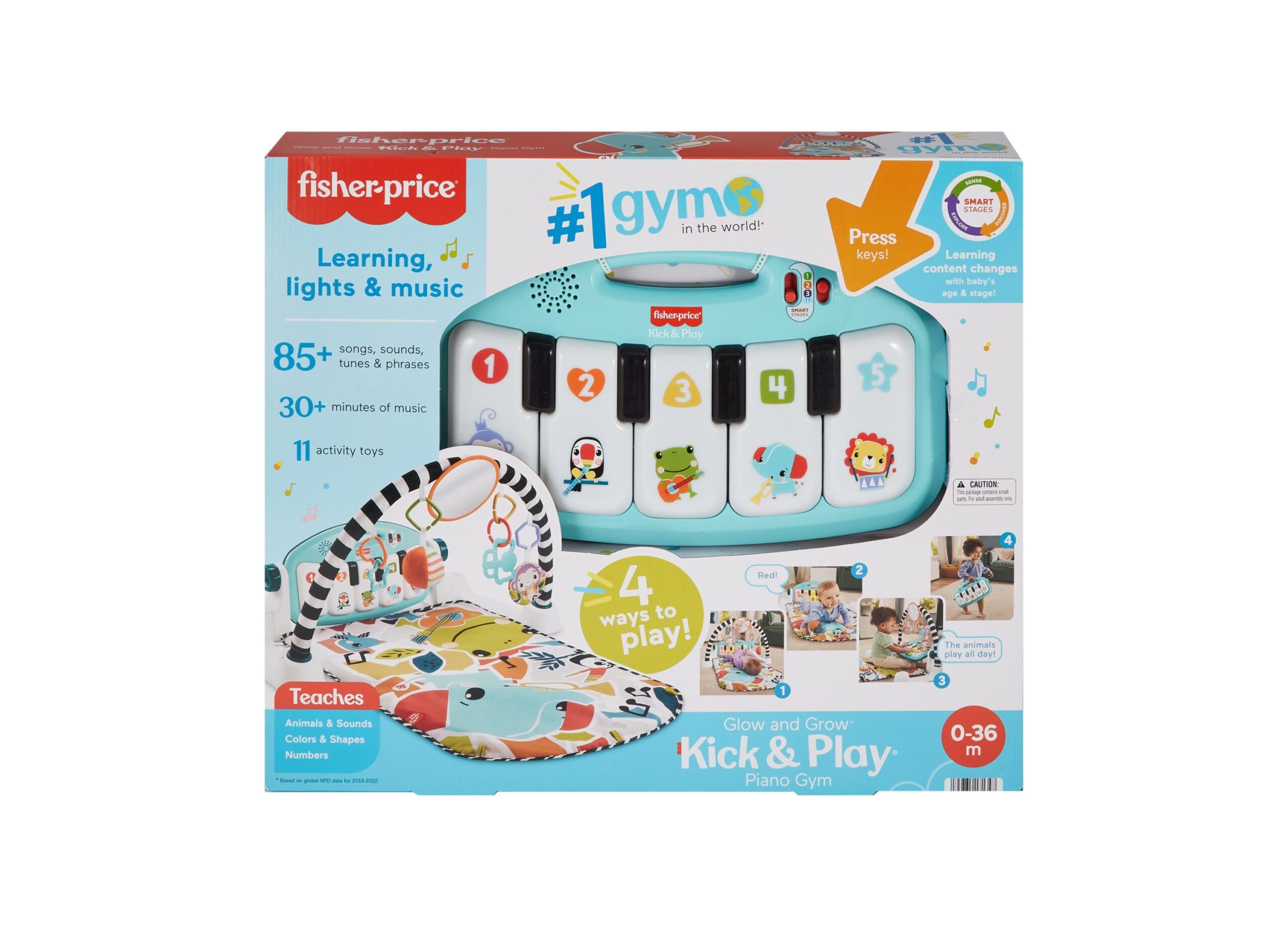 Fisher-Price Glow and Grow Kick Play Piano Gym - Interactive Baby Playmat - Image 2