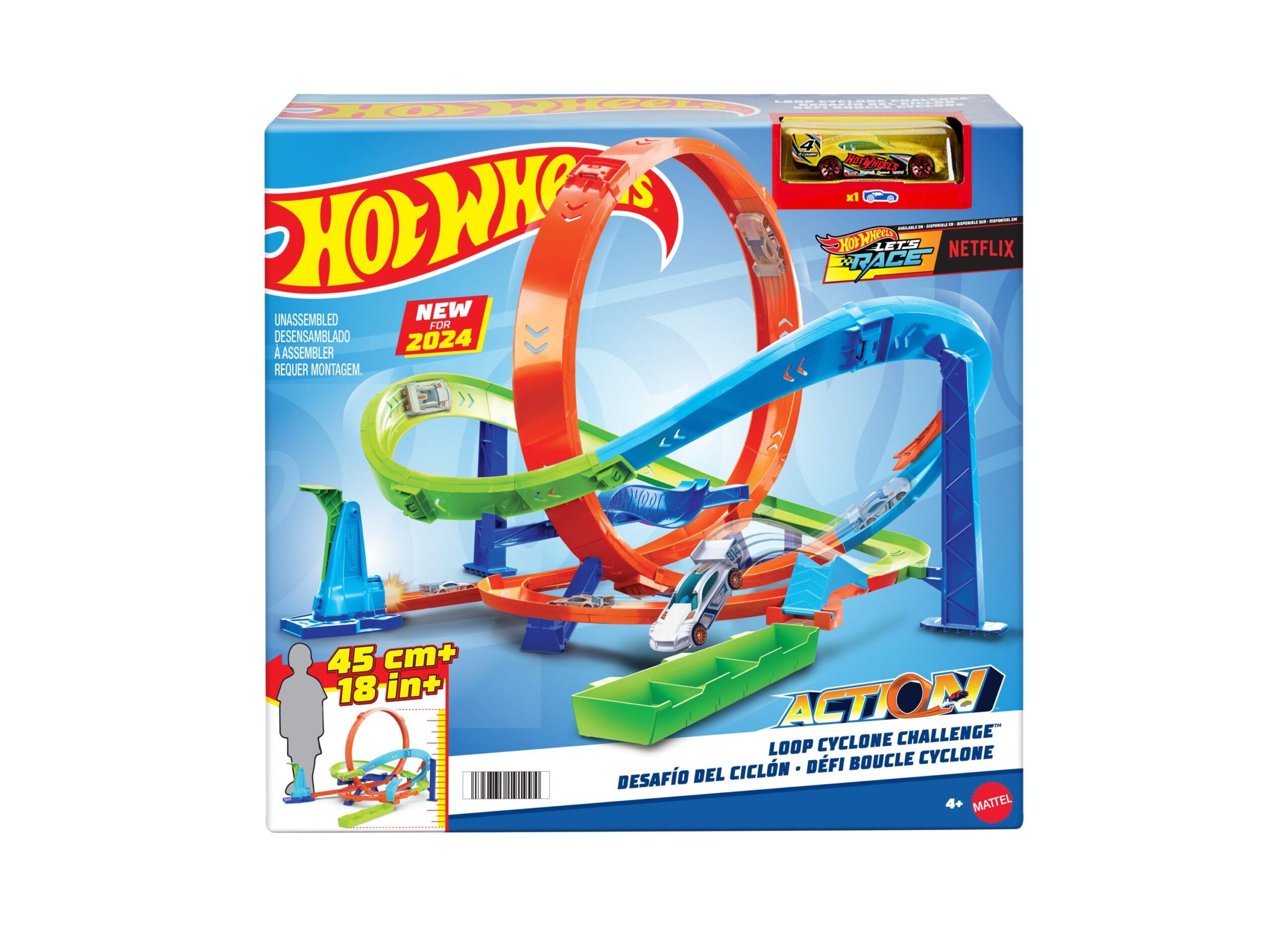 Hot Wheels Action Loop Cyclone Challenge Track Set with 1:64 Scale Toy Car - Image 2