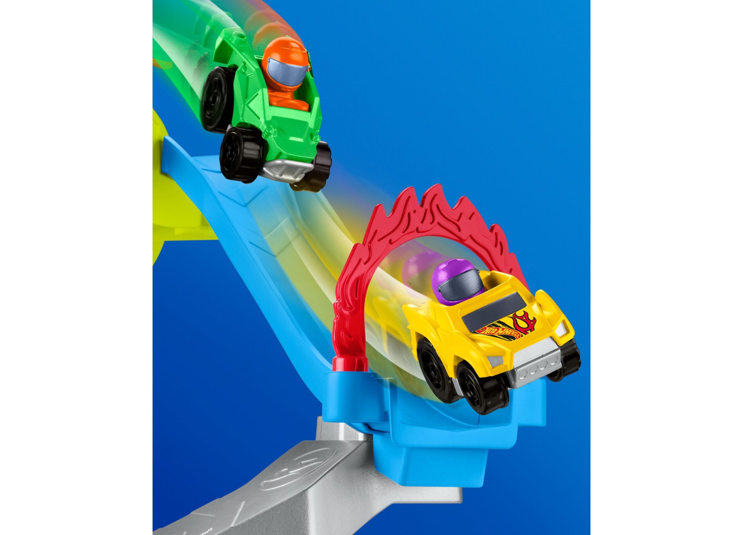 Little People Hot Wheels Spiral Stunt Speedway Toddler Race Track Playset - Image 2