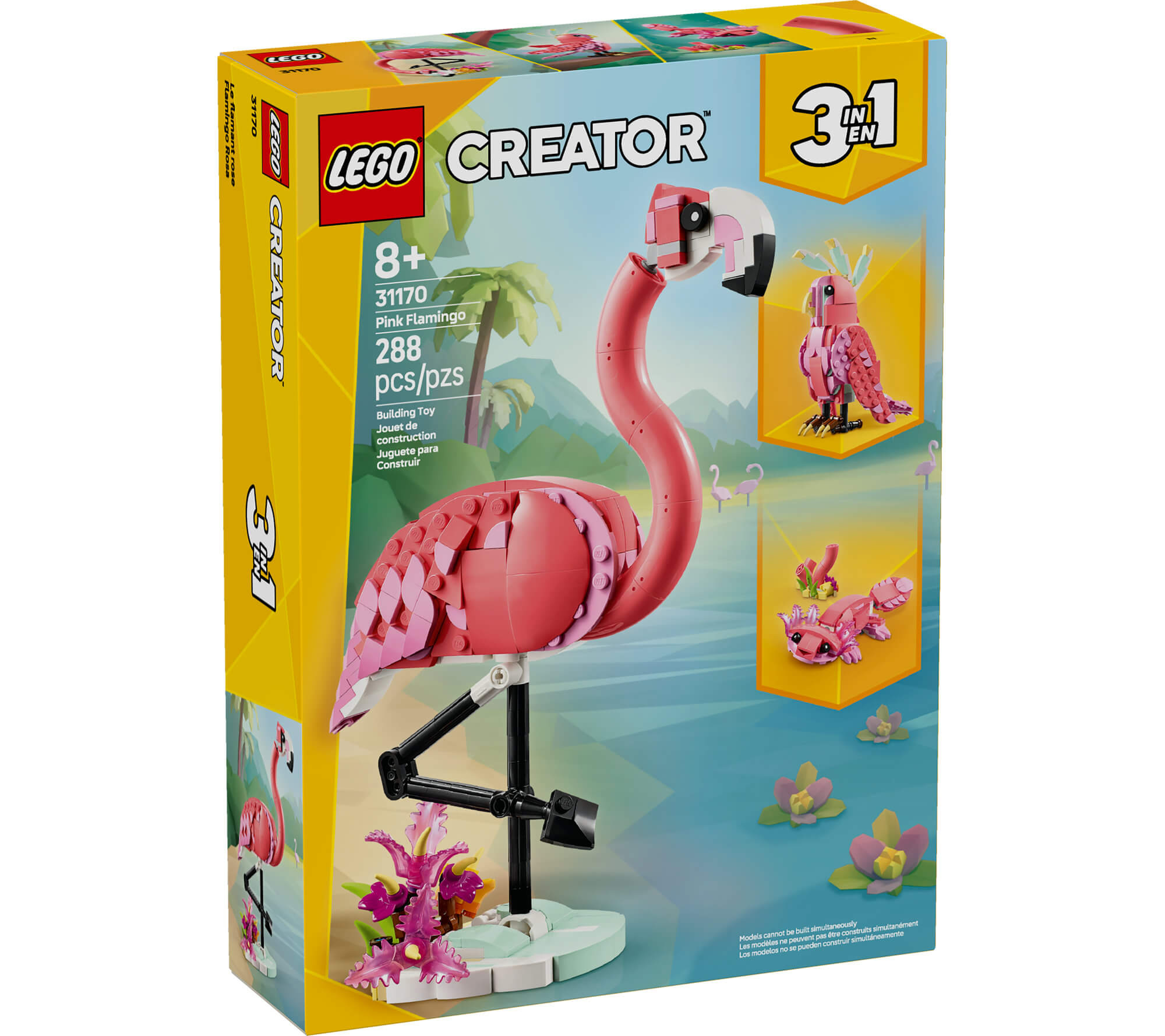 LEGO Creator 3in1 Wild Animals Pink Flamingo 288-Piece Playset - Image 2