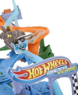 Hot Wheels RacerVerse Jurassic World Crash & Splash Track Set with Die-Cast Dinosaur Toy Car - Image 3