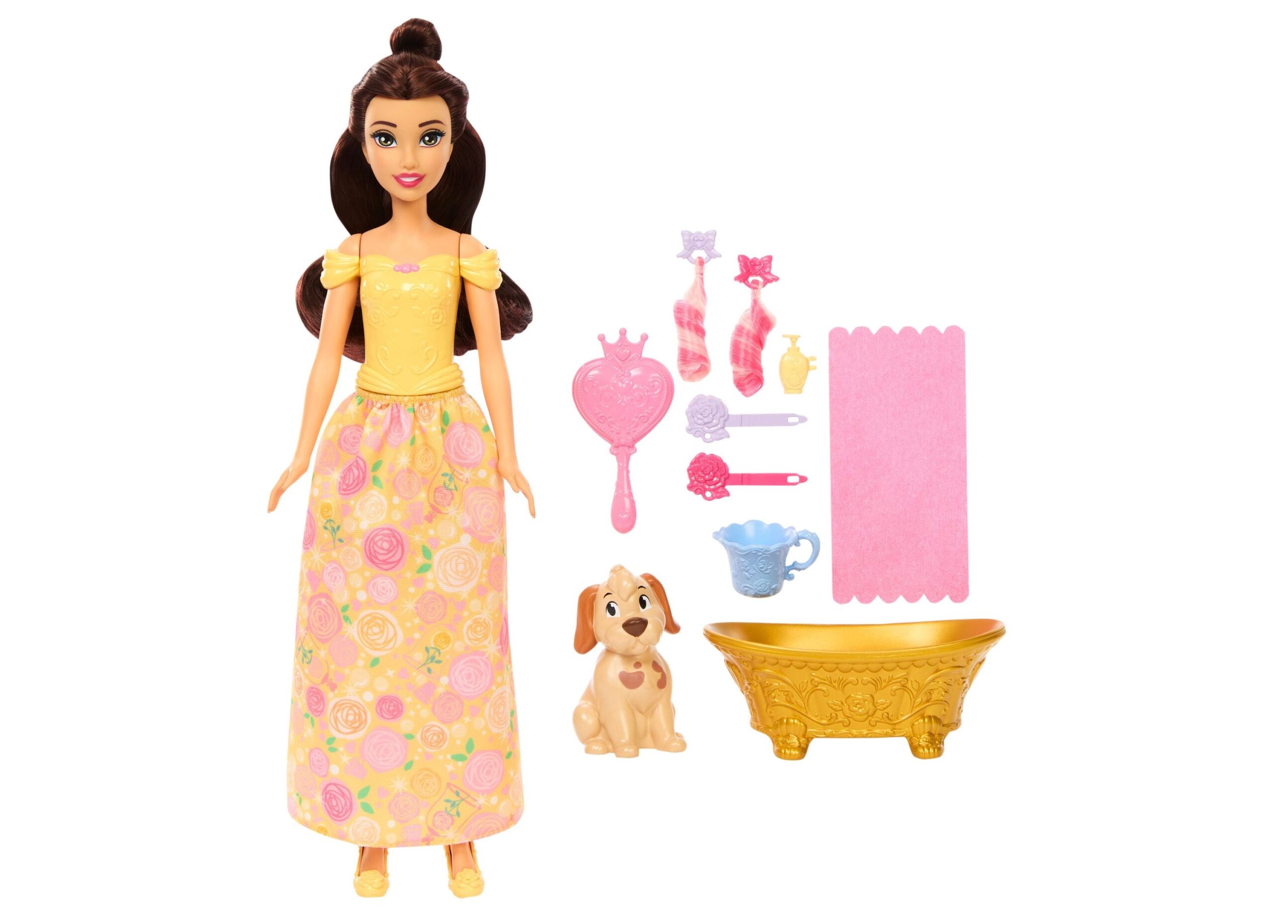 Disney Princess Bath and Style Belle Fashion Doll with Dog - Image 4