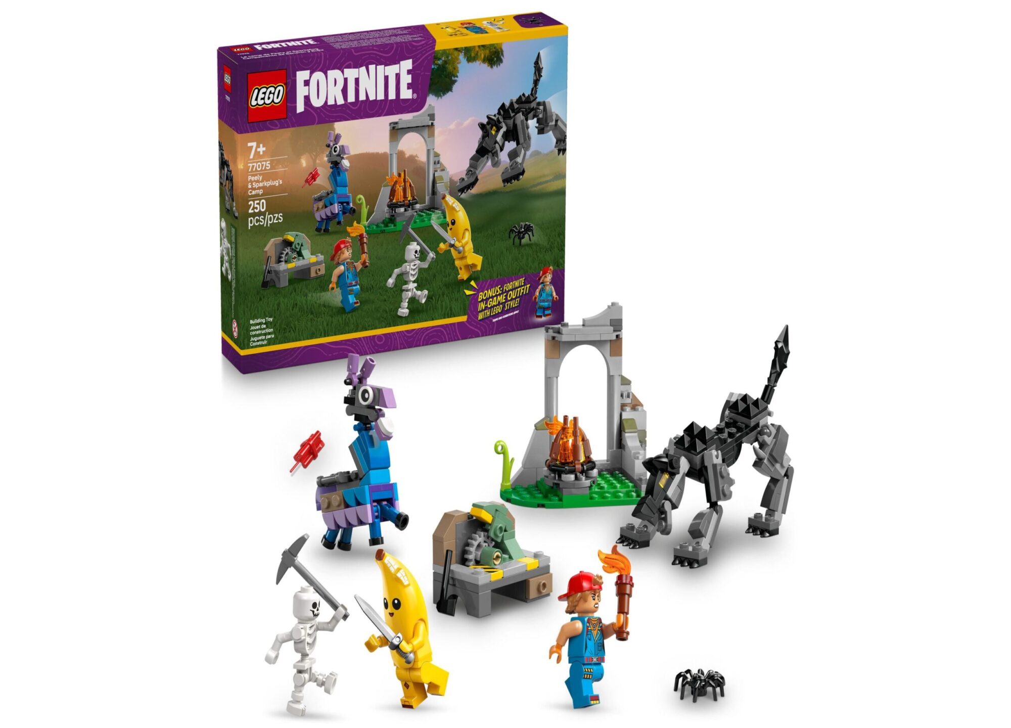 LEGO Fortnite Peely Sparkplug Camp Construction Set 250 Pieces