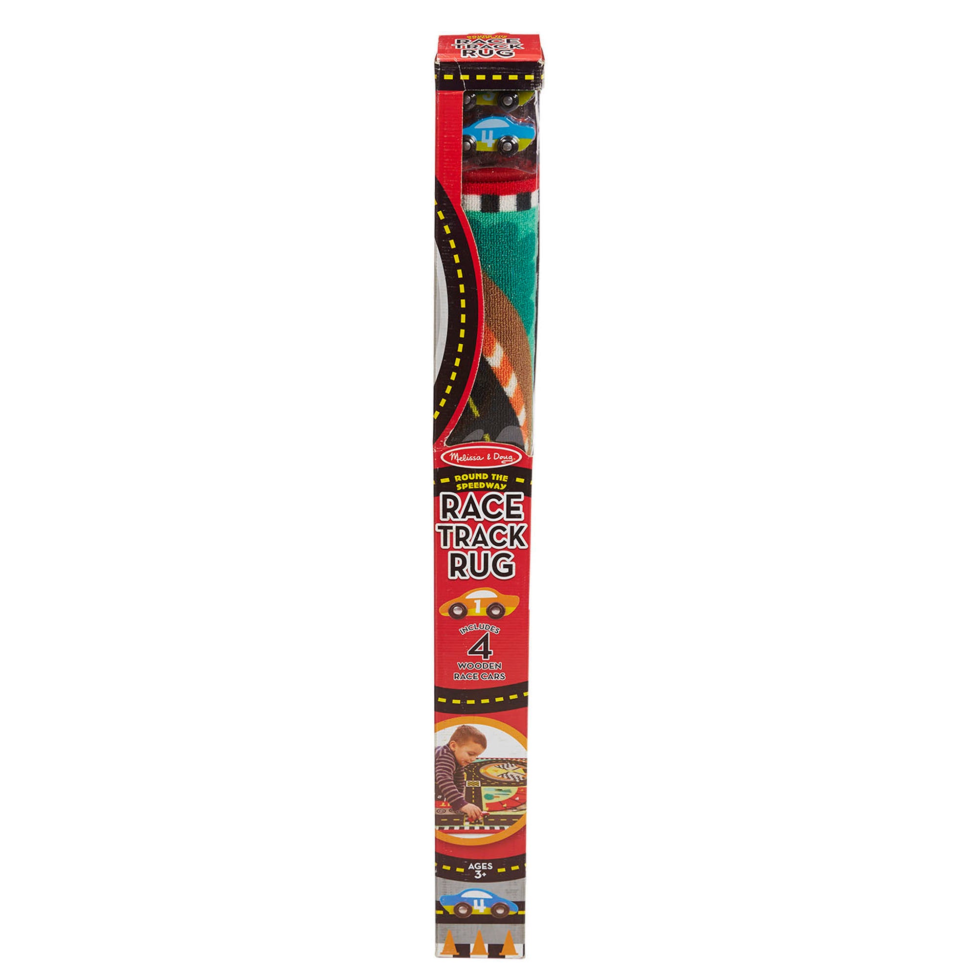 Melissa & Doug Speedway Race Track Rug with 4 Wooden Cars Set - Image 3