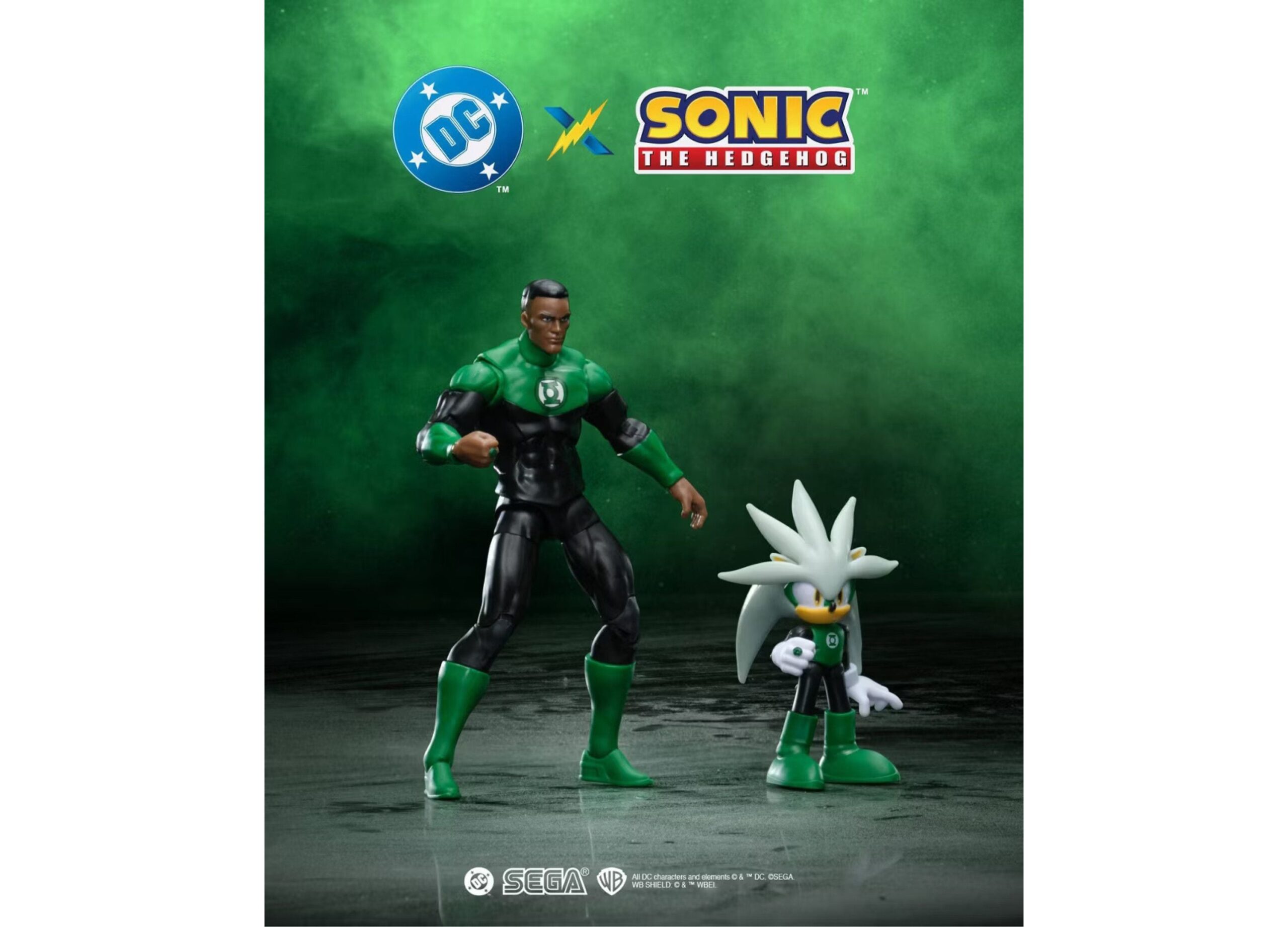 Sonic The Hedgehog x DC Lanterns 2.5 & 5 inch Action Figure Set - Silver & Green Lantern - Image 2