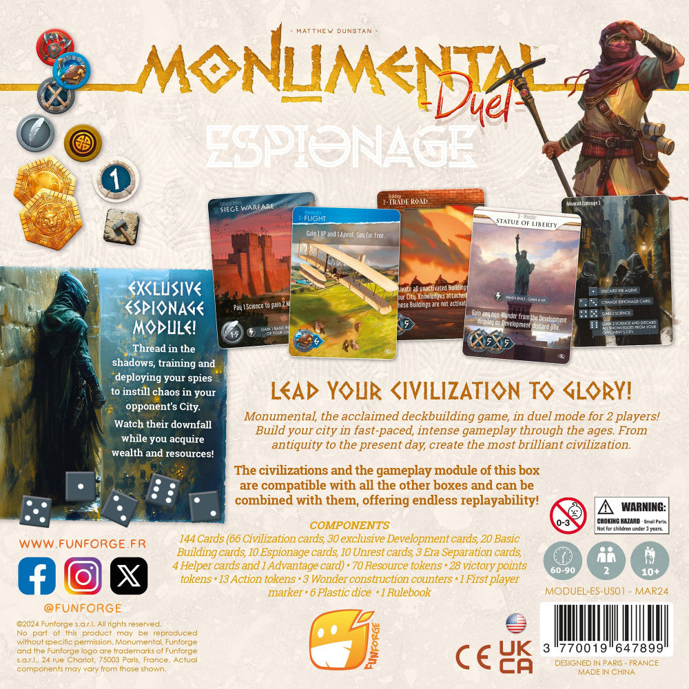 Funforge Monumental Duel - Espionage Deck-Building Game - Image 2