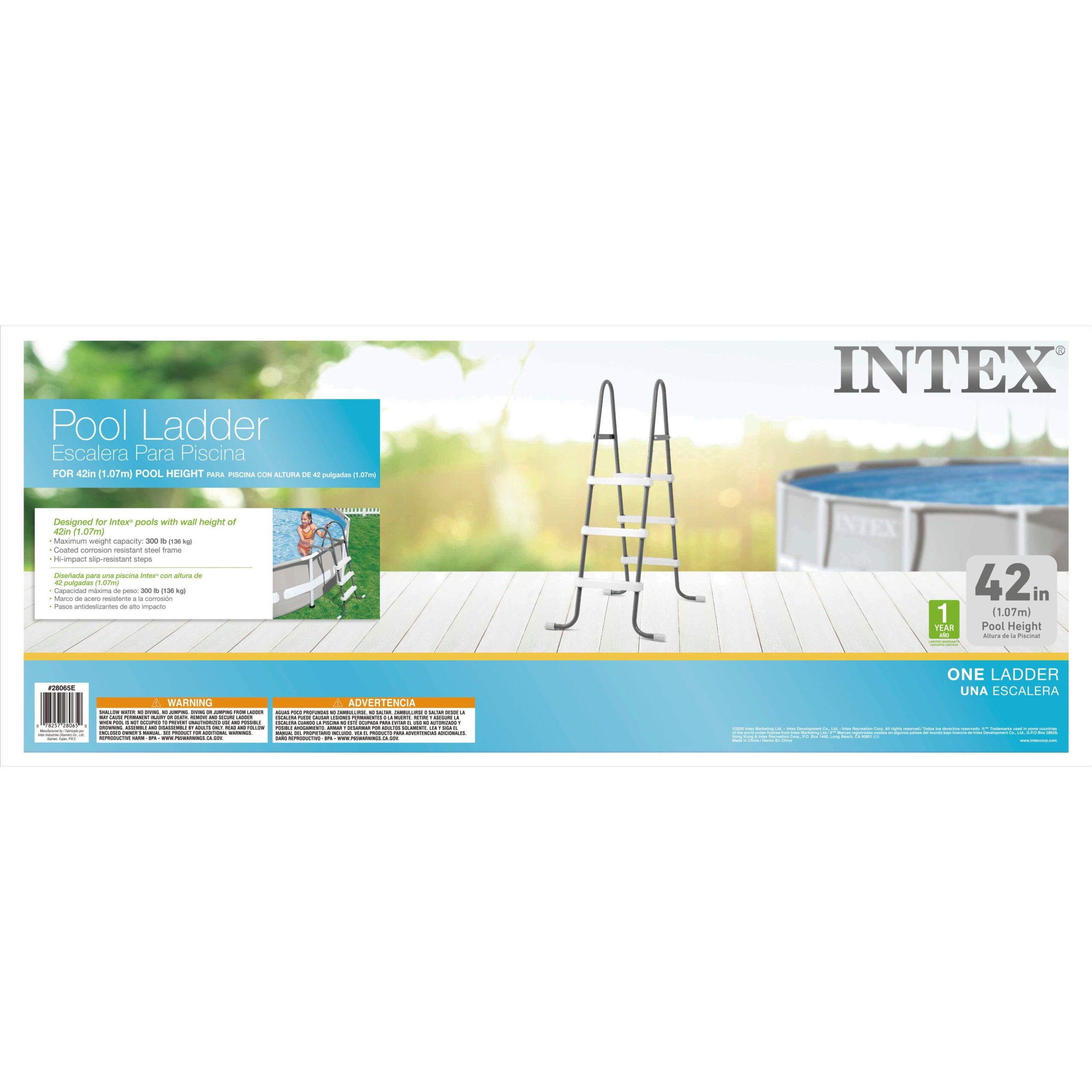 Intex Steel Frame Above Ground Pool Ladder, 42-In. Wall Height, Gray - Image 2