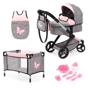 Bayer Design Fairy-Themed Doll Pram and Care Set - 10 Piece Mega Set