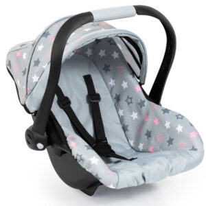 Bayer Design Deluxe Doll Car Seat, Grey with Pink Stars for 18" Dolls