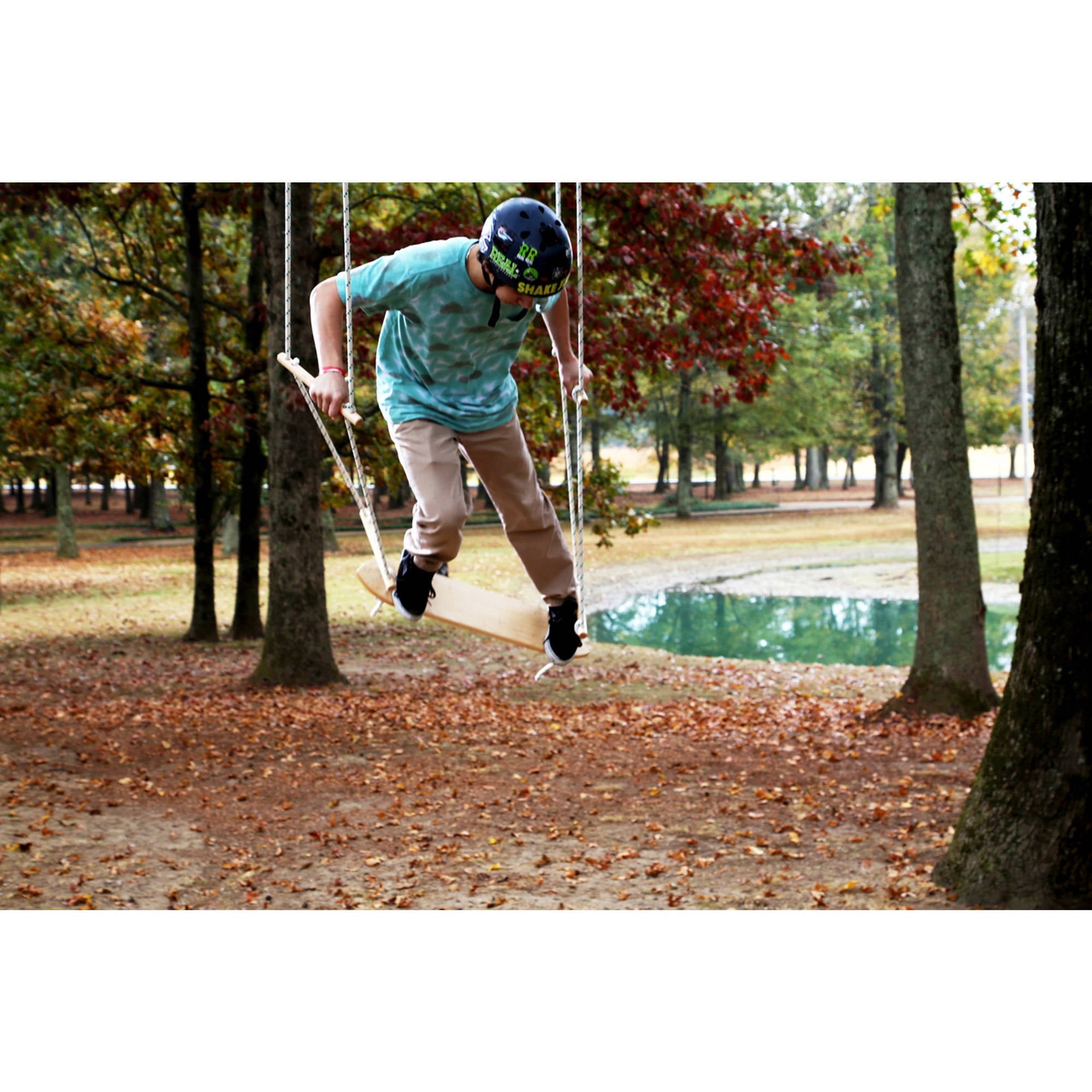 Adventure Parks Air Surfer Shark Bite Wooden Swing with Adjustable Handles - Image 2
