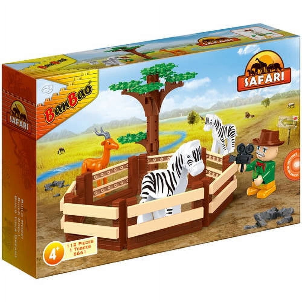 Adventure Play - Safari Animal Pen Set - 112pcs - Image 2