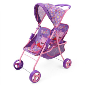 Peppa Pig Floral Twin Doll Stroller - Pink & Purple, Ages 3+