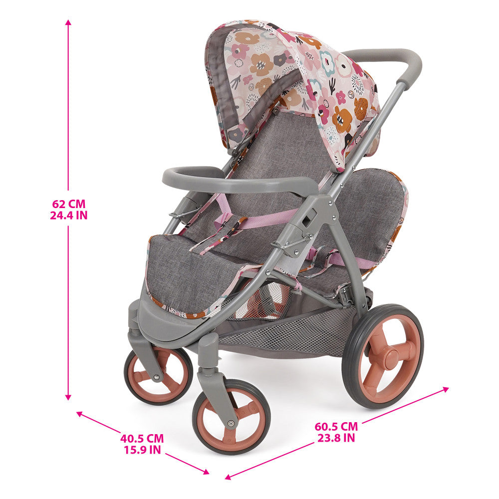 509 Crew Mabelle Duo Twin Doll Stroller - Melange Flora, Ages 3+ - Image 2