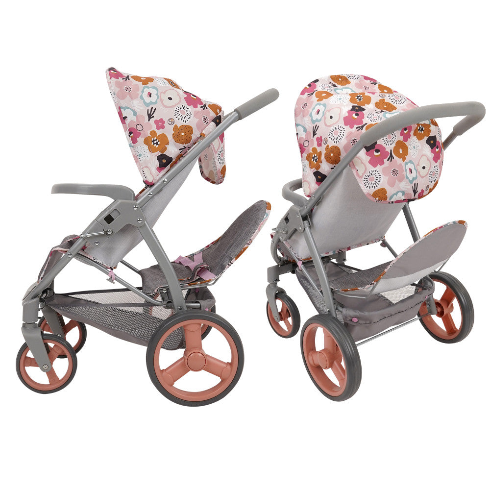 509 Crew Mabelle Duo Twin Doll Stroller - Melange Flora, Ages 3+ - Image 3