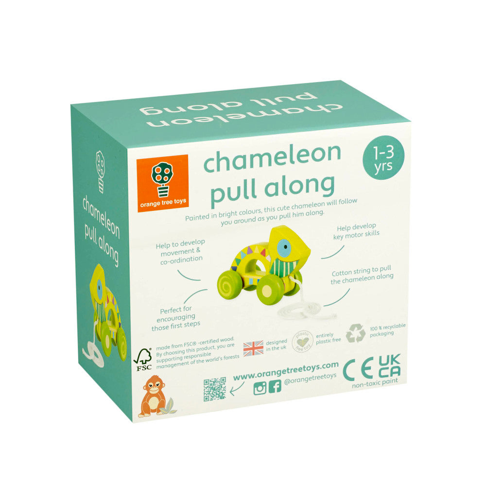 Orange Tree Toys Pull-Along Chameleon - Colorful Wooden Toy for Toddlers - Image 3