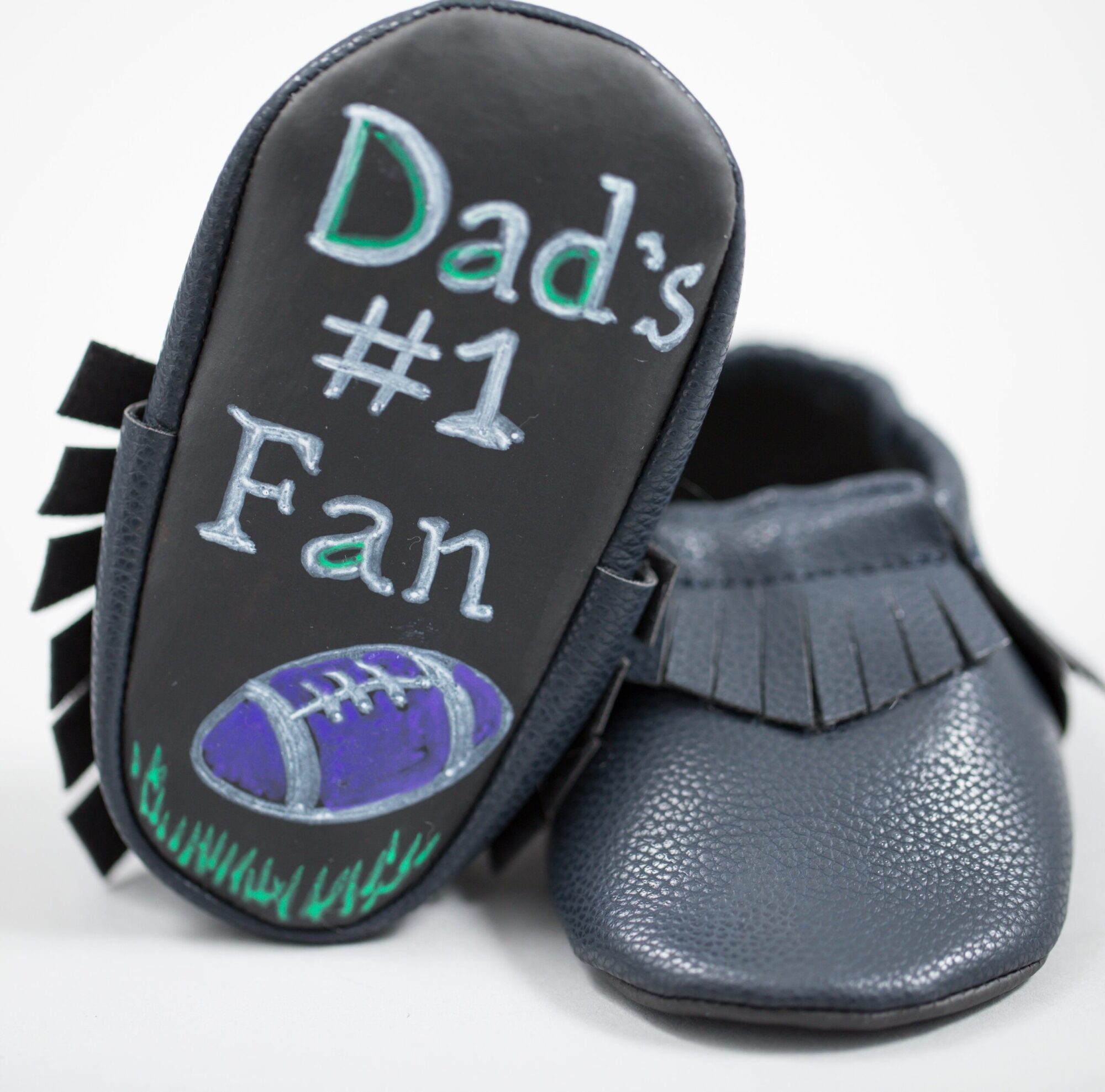 Baby Says Chalkboard Black Moccasins for Toddlers 9-12 Months