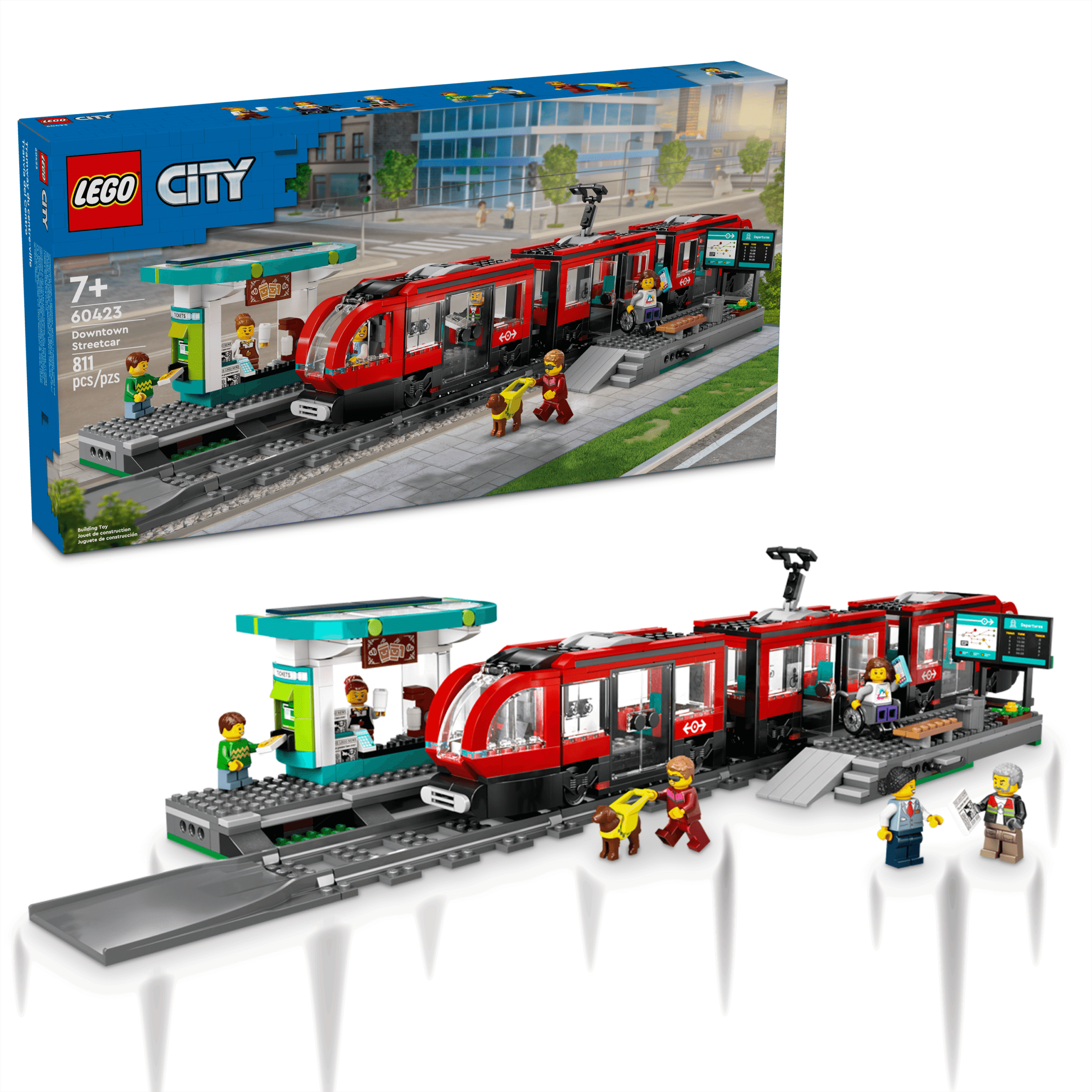 LEGO City 811-Piece Downtown Streetcar and Station Toy Set 60423