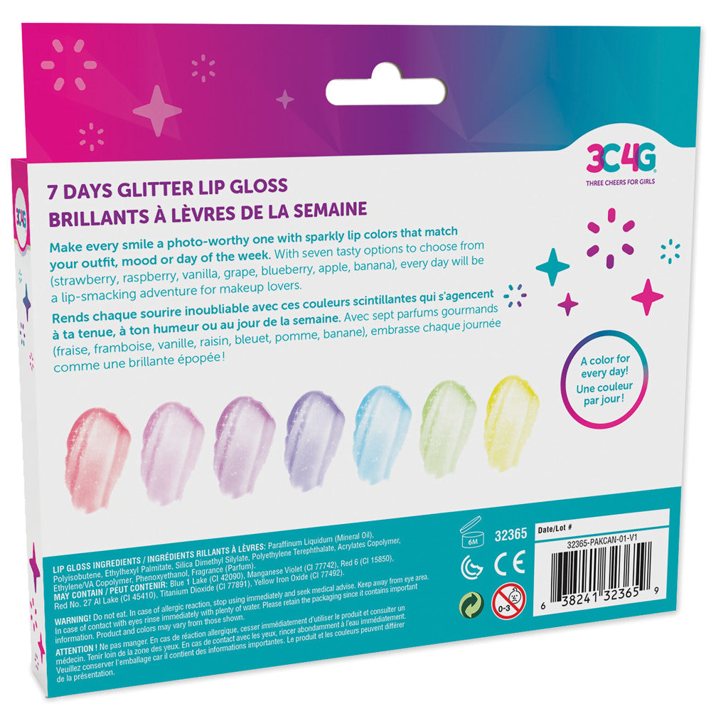 3C4G Sparkle Collection 7-Day Glitter Lip Gloss Set for Kids - Image 3