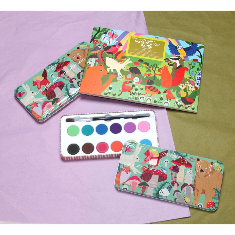 eeBoo Woodland Rainbow Watercolor Pad - High-Quality Italian Paper - Image 3