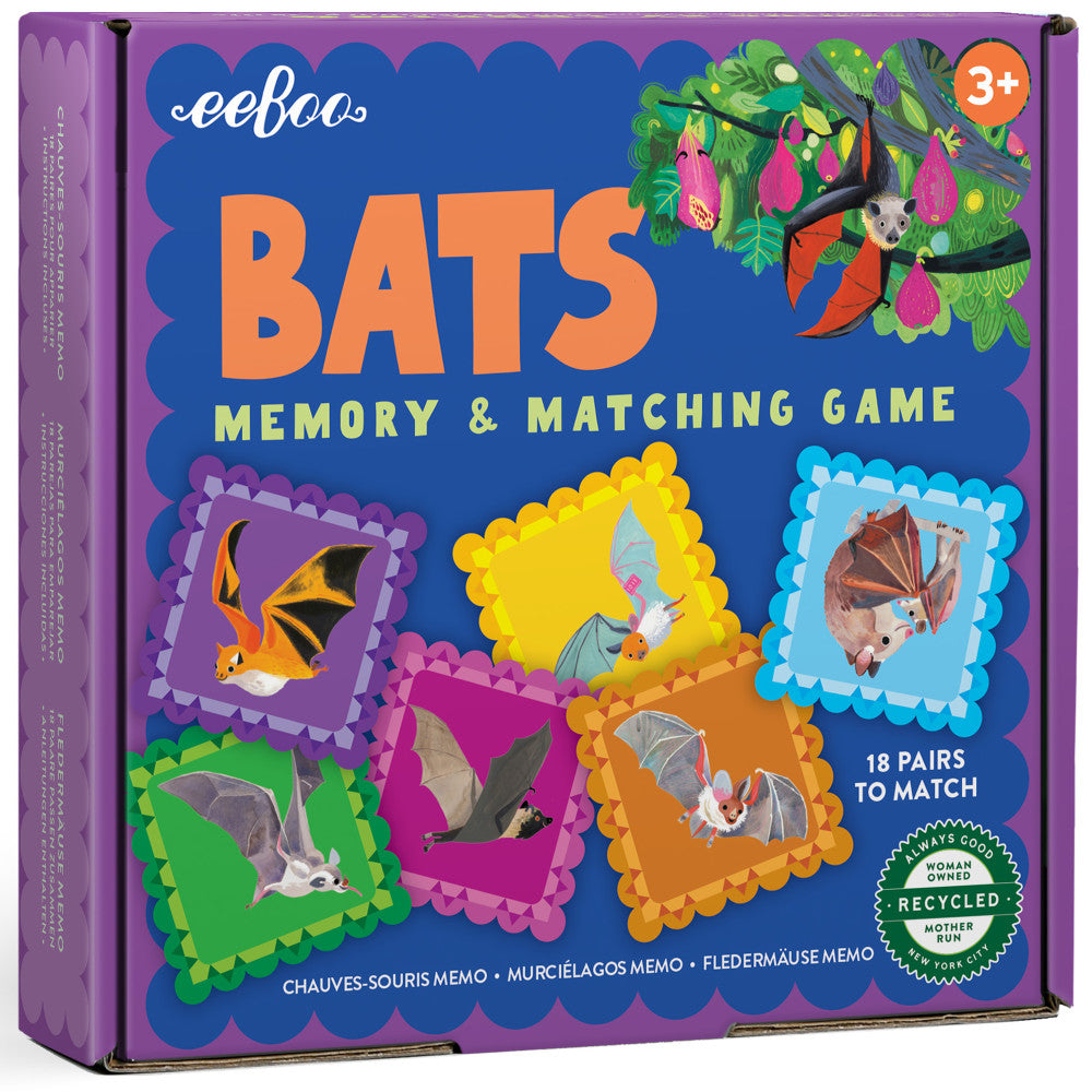 eeBoo Bats Little Square Memory & Matching Game for Kids Ages 3+