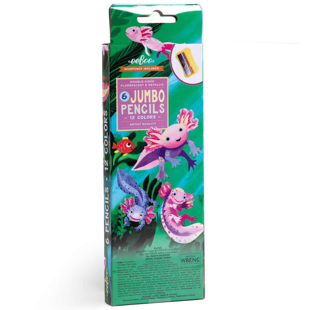 eeBoo Axolotl Collection Double-Sided Jumbo Colored Pencils - 12 Colors - Image 2
