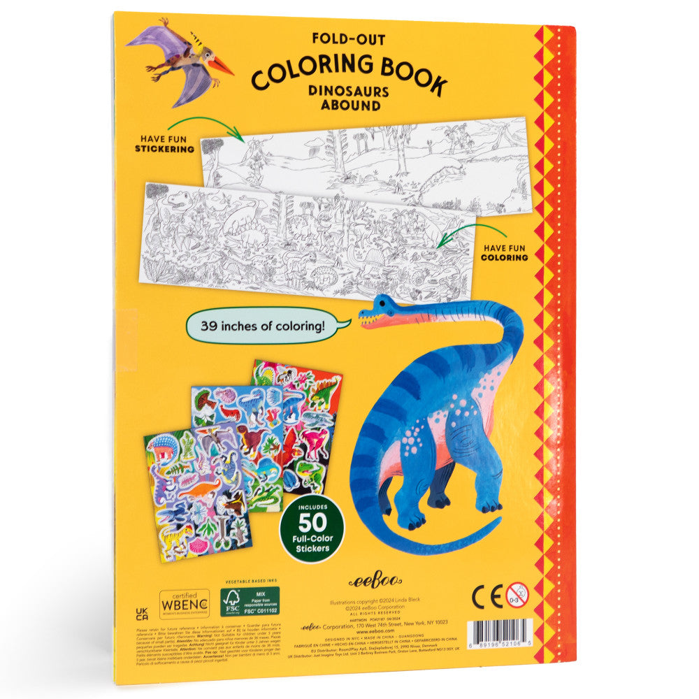 eeBoo Dinosaurs Abound Giant Coloring Adventure - Ages 3+ - Image 2