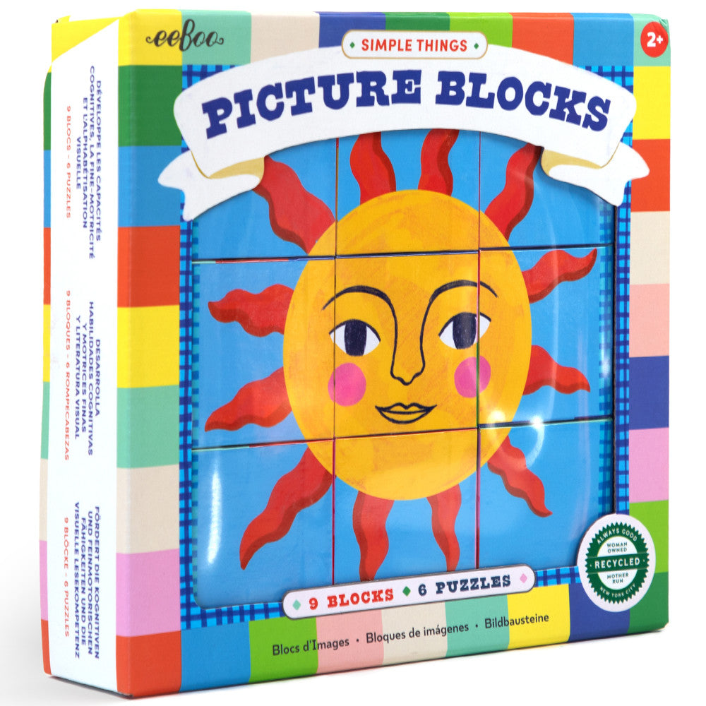 eeBoo Simple Things Picture Blocks - Vibrant 9pc Puzzle Set