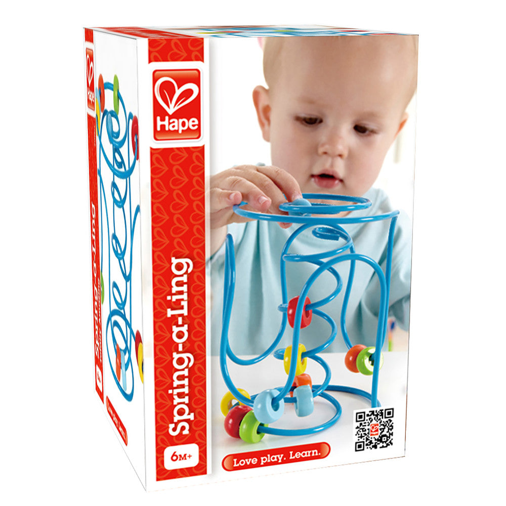 Hape Spring-A-Ling Wooden Beads & Blue Spiral Wire Maze - Image 2
