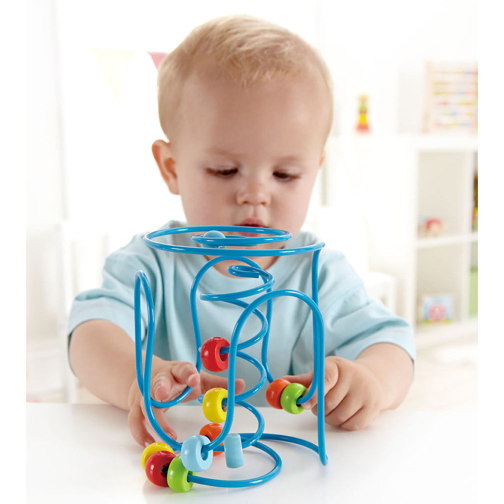 Hape Spring-A-Ling Wooden Beads & Blue Spiral Wire Maze - Image 4