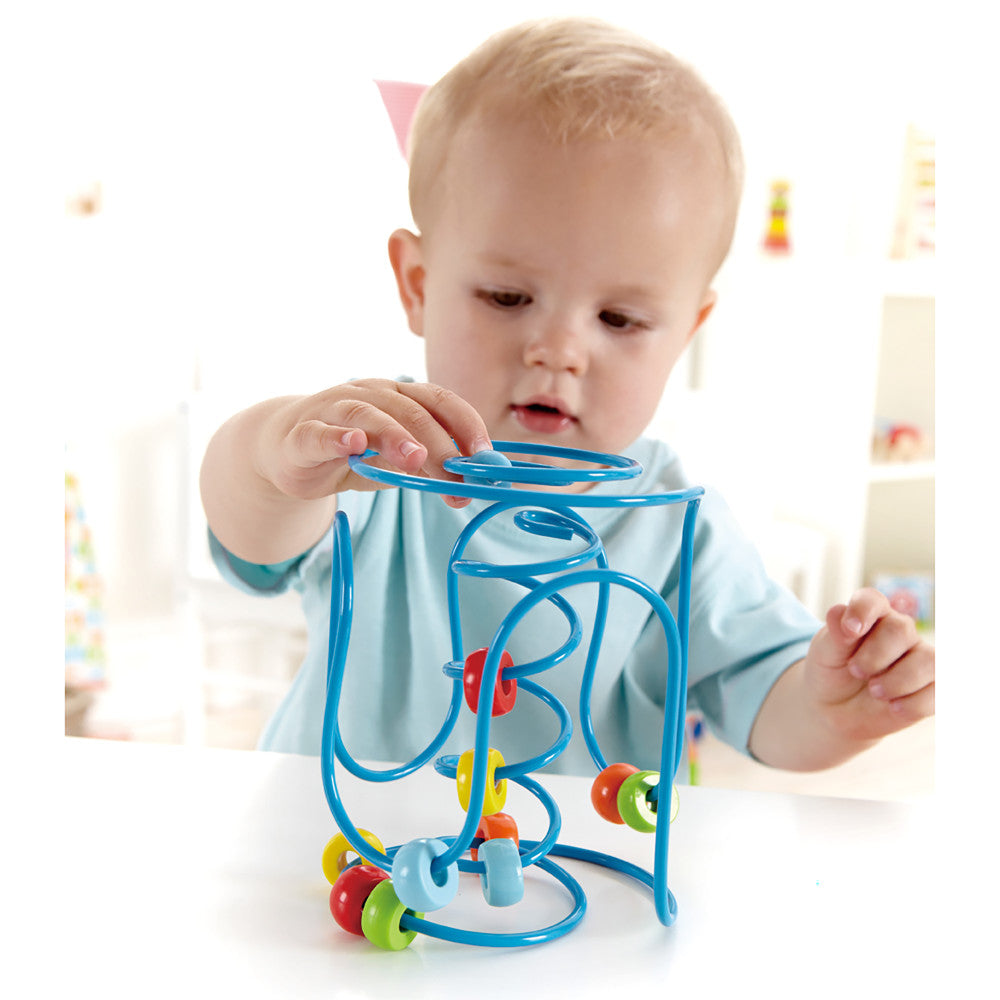 Hape Spring-A-Ling Wooden Beads & Blue Spiral Wire Maze - Image 5