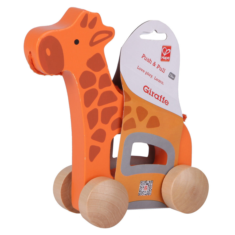 Hape Orange Giraffe Push & Pull - Wooden Toddler Toy - Image 2