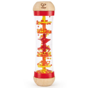 Hape Beaded Raindrops - Sensory Sound Red Wooden Rainmaker