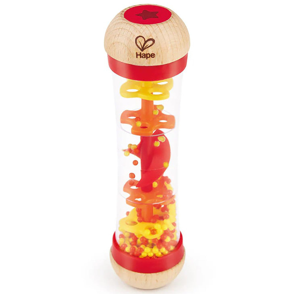 Hape Beaded Raindrops - Sensory Sound Red Wooden Rainmaker - Image 5