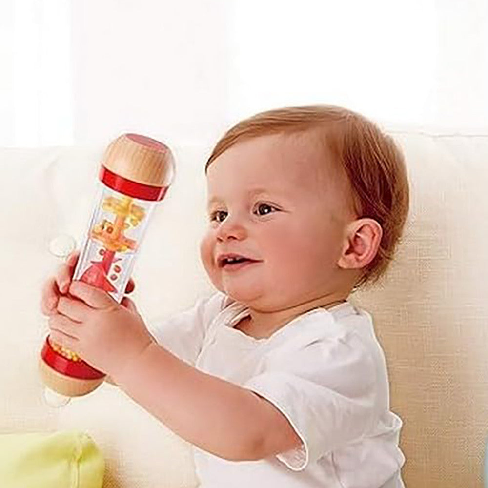 Hape Beaded Raindrops - Sensory Sound Red Wooden Rainmaker - Image 6